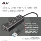 Club 3D USB Hub - CSV-1430A (3.2 USB-A to 3xUSB-A, RJ45)