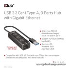 Club 3D USB Hub - CSV-1430A (3.2 USB-A to 3xUSB-A, RJ45)