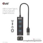 Club 3D USB Hub - CSV-1430A (3.2 USB-A to 3xUSB-A, RJ45)