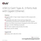 Club 3D USB Hub - CSV-1430A (3.2 USB-A to 3xUSB-A, RJ45)
