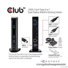 Club 3D Notebook Dokkoló - CSV-1460 (4K60HZ DUAL DISPLAY, 3.1 USB-A to 2x DP, 6x USB3.2, RJ45, 3.5 Jack Audio + Mic)