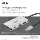Club 3D USB Hub - CSV-1543 (USB-C Gen 2 to USB-C (data), USB-C (data+charge), USB-A (data), USB-A (data+charge)