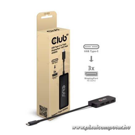 Club 3D USB Hub - CSV-1553 (3.2 USB-C with DP Alt-Mode to 3xDisplayPort, 4k60Hz)