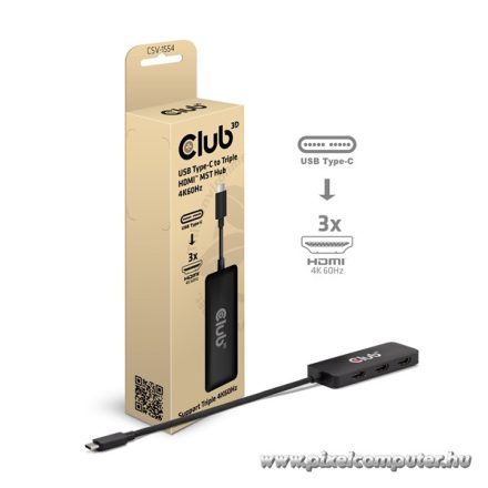 Club 3D USB Hub - CSV-1554 (3.2 USB-C to 3xHDMI, 4k60Hz)