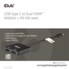 Club 3D USB Hub - CSV-1558 (3.2 USB-C to 2xHDMI, USB-C 100W PD3.0, 4k60Hz)