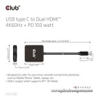 Club 3D USB Hub - CSV-1558 (3.2 USB-C to 2xHDMI, USB-C 100W PD3.0, 4k60Hz)