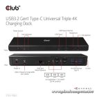 Club 3D Notebook Dokkoló - CSV-1562 (60W, 3.2 USB-C to 3xHDMI, 2x DP, 6x 3.2 USB-A, RJ45. 3,5 Jack)