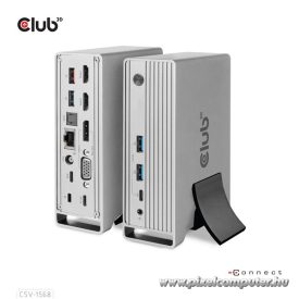   Club 3D Notebook Dokkoló - CSV-1568 (120W, Gen 2 USB-C to 4x USB-A, USB-C Gen 2, 2xHDMI, DP, VGA, RJ45, DC)