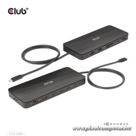   Club 3D Notebook Dokkoló - CSV-1581 (140W, Thunderbolt 4 to 3xThunderbolt 4, 3xUSB-A, SD, TF, RJ45, 3,5 Jack, DC)