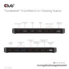 Club 3D Notebook Dokkoló - CSV-1582 (140W, Thunderbolt 4, DP, 2xHDMI, USB-C, 4xUSB-A, SD, TF, RJ45, 3,5 Jack, DC)