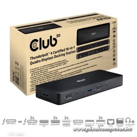   Club 3D Notebook Dokkoló - CSV-1583 (140W, 2xThunderbolt 4, 3xDP, 2xHDMI, USB-C, 3xUSB-A, SD, TF, RJ45, 3,5 Jack, DC)