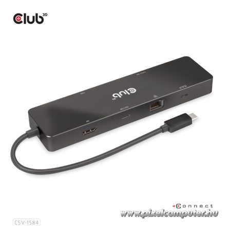 Club 3D USB Hub - CSV-1584 (3.2 USB-C Gen 2 to USB-C, 2xUSB-A, USB-C 100W PD, HDMI, RJ45, 8K60hz)