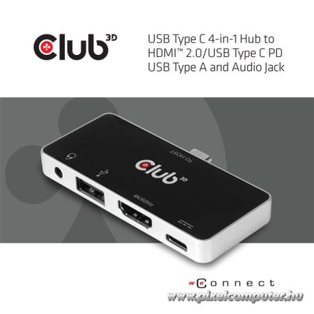 Club 3D USB Hub - CSV-1591 (3.1 USB-C Gen 1 to HDMI, 2.0 USB-A, USB-C 100W, 3,5 Jack, 4k60Hz)