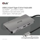 Club 3D USB Hub - CSV-1593 (3.1 USB-C Gen 1 to 2xHDMI, 2xUSB-A 3.2 Gen 1, USB-C 3.2 Gen 1, SD, Micro SD, RJ45, 4K60Hz)