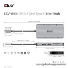 Club 3D USB Hub - CSV-1593 (3.1 USB-C Gen 1 to 2xHDMI, 2xUSB-A 3.2 Gen 1, USB-C 3.2 Gen 1, SD, Micro SD, RJ45, 4K60Hz)