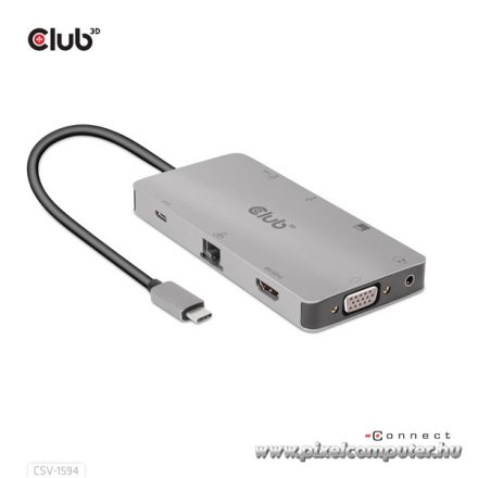 Club 3D USB Hub - CSV-1594 (3.1 USB-C Gen 1 to HDMI, 2xUSB-A Gen 1, USB-C Gen 1, VGA, SD, Micro SD 3.0, RJ45, 3,5 Jack)
