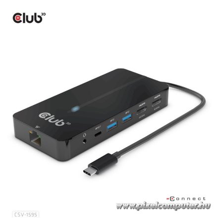 Club 3D USB Hub - CSV-1595 (USB-C Gen 1 to 2xHDMI, 2xUSB-A Gen 1, USB-C Gen 1 100W PD 3.0, RJ45, 3,5 Jack, 4k60Hz)