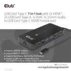 Club 3D USB Hub - CSV-1595 (USB-C Gen 1 to 2xHDMI, 2xUSB-A Gen 1, USB-C Gen 1 100W PD 3.0, RJ45, 3,5 Jack, 4k60Hz)