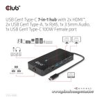 Club 3D USB Hub - CSV-1595 (USB-C Gen 1 to 2xHDMI, 2xUSB-A Gen 1, USB-C Gen 1 100W PD 3.0, RJ45, 3,5 Jack, 4k60Hz)