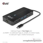 Club 3D USB Hub - CSV-1595 (USB-C Gen 1 to 2xHDMI, 2xUSB-A Gen 1, USB-C Gen 1 100W PD 3.0, RJ45, 3,5 Jack, 4k60Hz)
