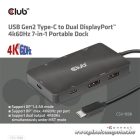 Club 3D USB Hub - CSV-1598 (USB-C Gen 2 to 2xDisplayPort, 2xUSB-A Gen 2, 2xUSB-C Gen 2, RJ45, 4k60Hz)