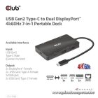 Club 3D USB Hub - CSV-1598 (USB-C Gen 2 to 2xDisplayPort, 2xUSB-A Gen 2, 2xUSB-C Gen 2, RJ45, 4k60Hz)