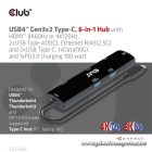 Club 3D USB Hub - CSV-1599 (USB-C 4 to HDMI, 2xUSB-A (10G), RJ45 (2,5G), USB-C 100W PD 3.0, USB-C 10Gbps, 8k60Hz)