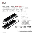 Club 3D USB Hub - CSV-1599 (USB-C 4 to HDMI, 2xUSB-A (10G), RJ45 (2,5G), USB-C 100W PD 3.0, USB-C 10Gbps, 8k60Hz)