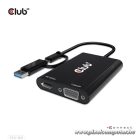 Club 3D Átalakító - CSV-1611(USB-C (USB-A Adapterrel) to Dual HDMI (4K/30Hz) / VGA (1080/60Hz))