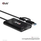 Club 3D Átalakító - CSV-1611(USB-C (USB-A Adapterrel) to Dual HDMI (4K/30Hz) / VGA (1080/60Hz))