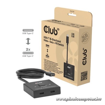 Club 3D USB Hub - CSV-2511 (USB-C to 2xUSB-C, Bidirectional, 100W PD, 8K60Hz/4K120Hz)
