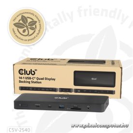   Club 3D Notebook Dokkoló - CSV-2540 (USB-C to 2xUSB-C, 2xUSB-A, 2xHDMI, 2xDP, RJ45, SD/MicroSD, 100W PD, 4K60hz)