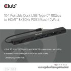 Club 3D USB Hub - CSV-2550 (USB-C to 3xUSB-C, 3xUSB-A, RJ45, SD/MicroSD, 140W PD, HDMI, 8K30hz)