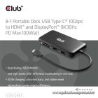 Club 3D USB Hub - CSV-2551 (USB-C to USB-C, 2xUSB-A, RJ45, SD/MicroSD, 100W PD, HDMI, DP, 8K30hz)