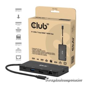   Club 3D USB Hub - CSV-2552 (USB-C to 2xUSB-C, 2xUSB-A, 2xHDMI, RJ45, SD/MicroSD, 100W PD, 4K60hz)