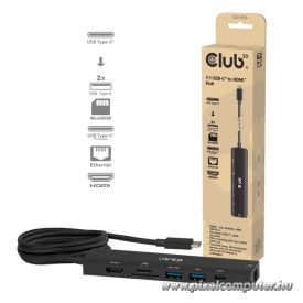   Club 3D Notebook Dokkoló - CSV-2555 (140W, USB-C to 4K60Hz HDMI, USB-C, RJ-45, 2x USB-A, MicroSD, SD)