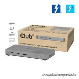   Club 3D Notebook Dokkoló - CSV-2563 (180W,Thunderbolt 5 to 3xUSB-C, USB-A, 1x 8K60Hz, 3x 5K60Hz)