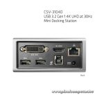 Club 3D Notebook Dokkoló - CSV-3104D (4K UHD, 3.0 USB-A to HDMI, DVI-I, 4xUSB-A, RJ45, 3.5 Jack Audio + Mic)