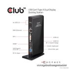 Club 3D Notebook Dokkoló - CSV-3242HD (1200p DUAL DISPLAY, USB-B to HDMI, DVI-I, 6xUSB-A, RJ45, 3.5 Jack Audio + Mic)