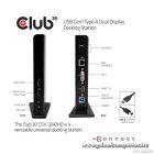 Club 3D Notebook Dokkoló - CSV-3242HD (1200p DUAL DISPLAY, USB-B to HDMI, DVI-I, 6xUSB-A, RJ45, 3.5 Jack Audio + Mic)