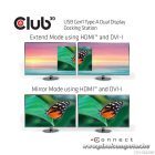 Club 3D Notebook Dokkoló - CSV-3242HD (1200p DUAL DISPLAY, USB-B to HDMI, DVI-I, 6xUSB-A, RJ45, 3.5 Jack Audio + Mic)