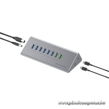 Conceptronic USB Hub - HUBBIES18G (10 port, USB-A/C to 2x USB-C+8x USB-A, külső táp, szürke)