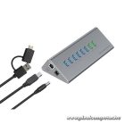 Conceptronic USB Hub - HUBBIES18G (10 port, USB-A/C to 2x USB-C+8x USB-A, külső táp, szürke)