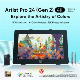   XP-PEN Grafikus kijelző - Artist 24 Pro (Gen 2) 4K (23,8", IPS, 16:9, 3840x2160, 5080 LPI, PS 16k, 220 RPS, ACK05)