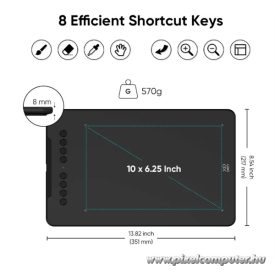   XP-PEN Grafikus tábla - Deco 01V3 (10"x6,25", 5080 LPI, PS 16k, 200 RPS, 8 gomb, USB)