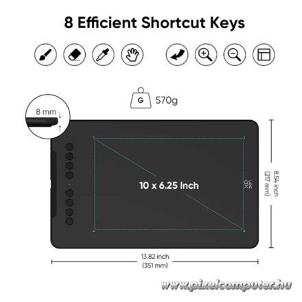 XP-PEN Grafikus tábla - Deco 01V3 (10"x6,25", 5080 LPI, PS 16k, 200 RPS, 8 gomb, USB)