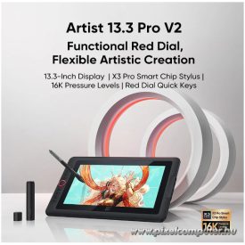   XP-PEN Grafikus kijelző - Artist 13.3 PRO V2 (13", IPS, 16:9, 1920x1080, 5080 LPI, PS 16k, 200 RPS, 9 gomb) fekete