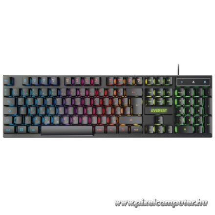 Everest Gamer Billentyűzet - KB-188 Borealis Rainbow (N-key, USB, fekete, magyar, RGB LED)