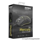 Everest Gamer Egér - Mercury X8  (3200 DPI, 6gomb, 1,8m harisnyázott kábel, optikai, fekete, RGB LED)