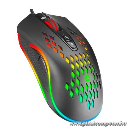 Everest Gamer Egér - SM-G07 METAFOR  (6400 DPI, 7gomb, 1,5m harisnyázott kábel,optikai, fekete, RGB LED)